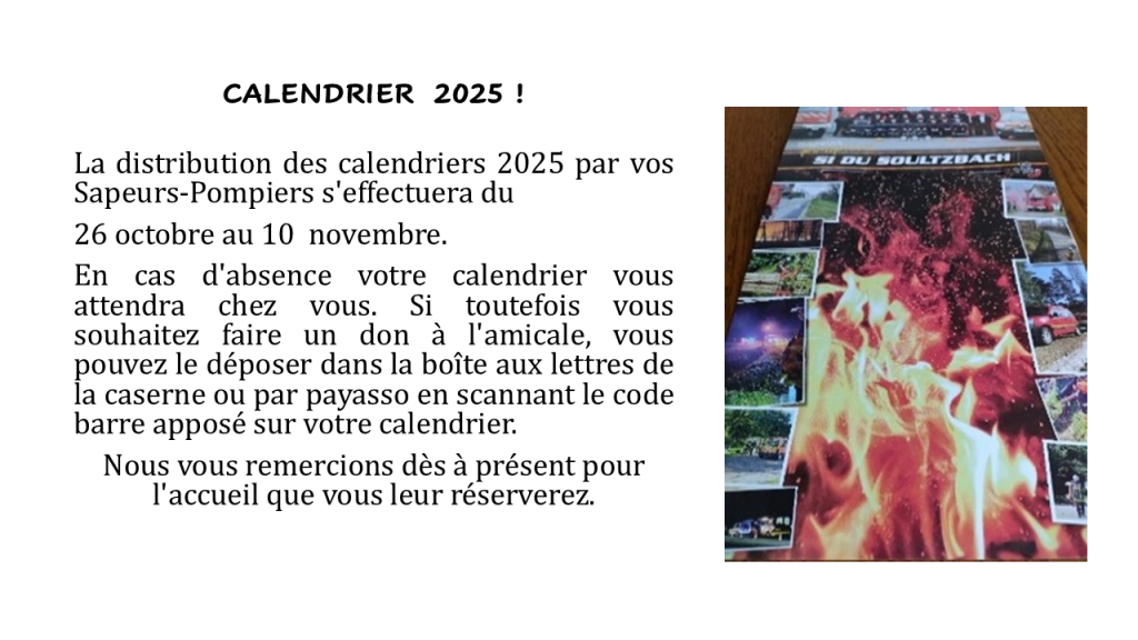 Calendrier SP 2025